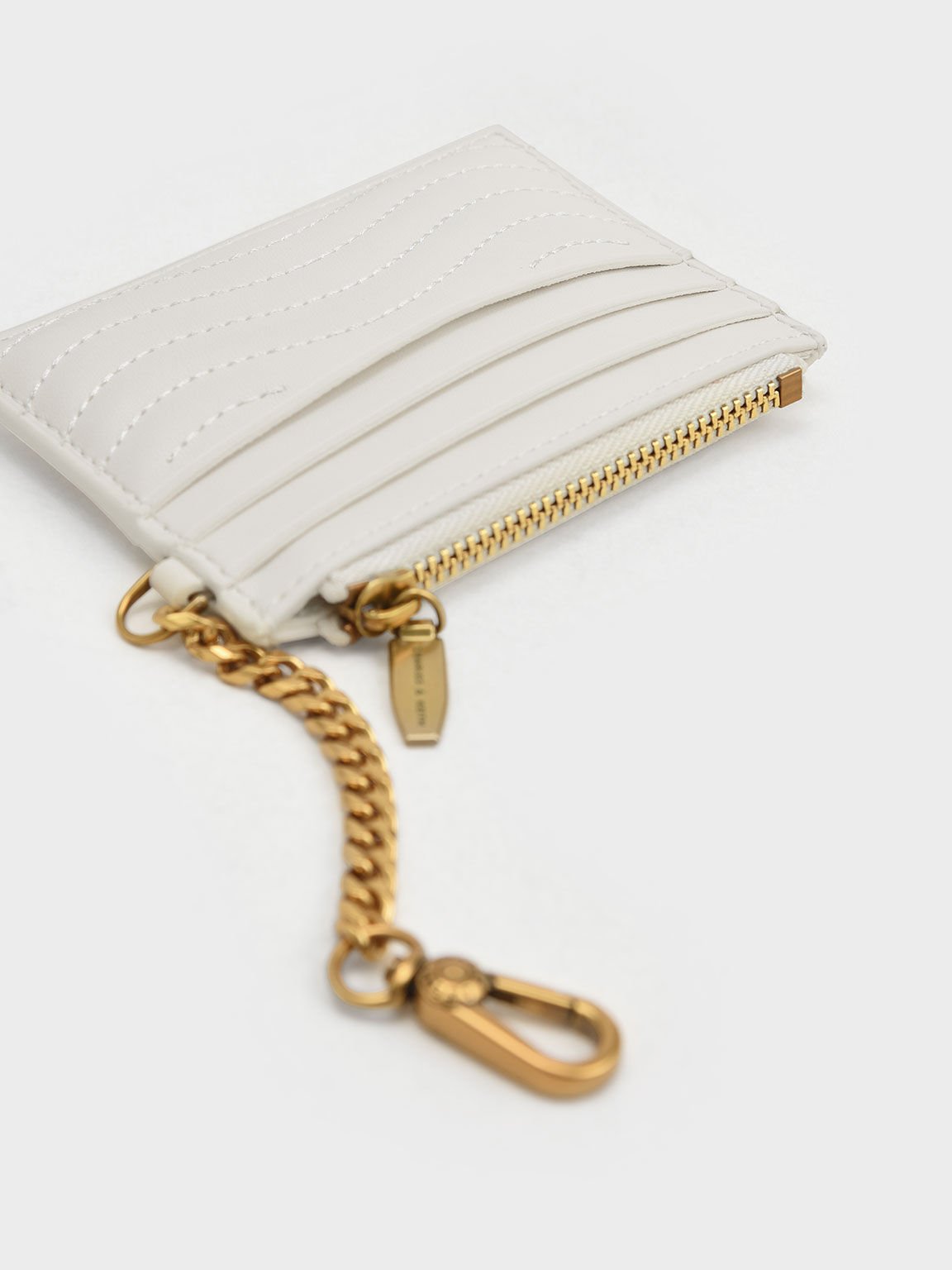 Card Holder Zip Stitch-Trim Aubrielle, Cream, hi-res