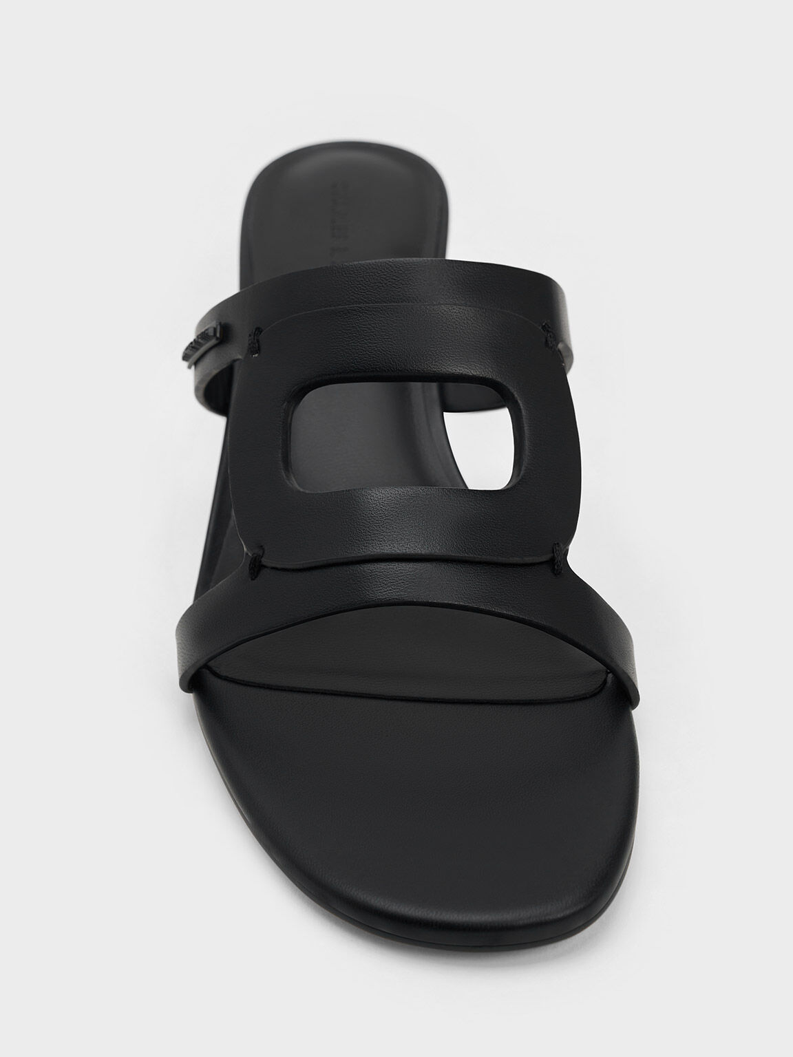 Sepatu Mules Cylinder-Heel Cut-Out, Black, hi-res