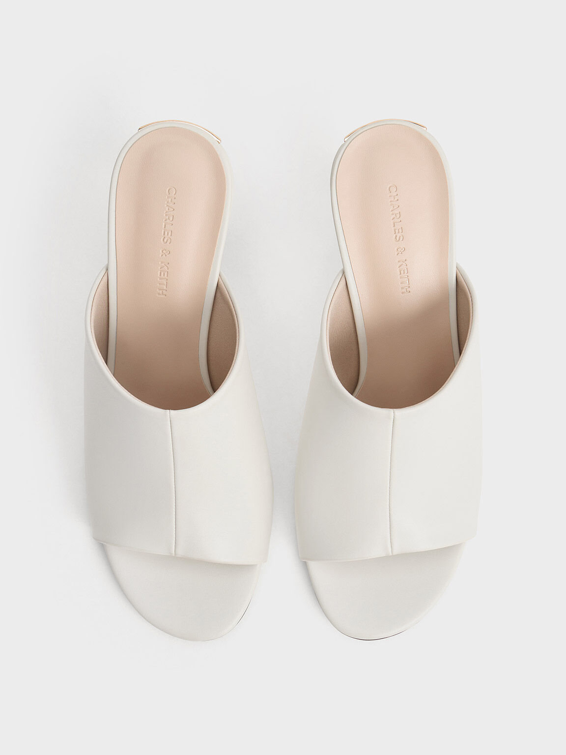 Sepatu Heeled Mules Round-Toe, Chalk, hi-res