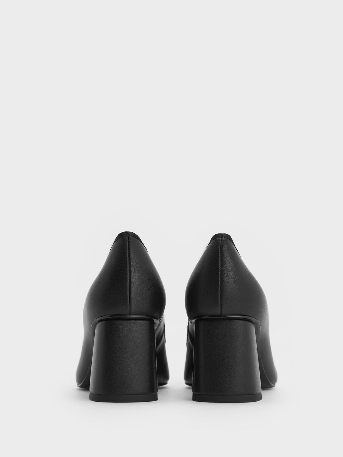 Bow Pointed Cap-Toe Pumps, Black, hi-res