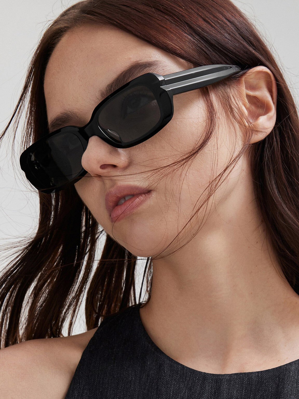 Recycled Acetate Angular Sunglasses, Noir, hi-res