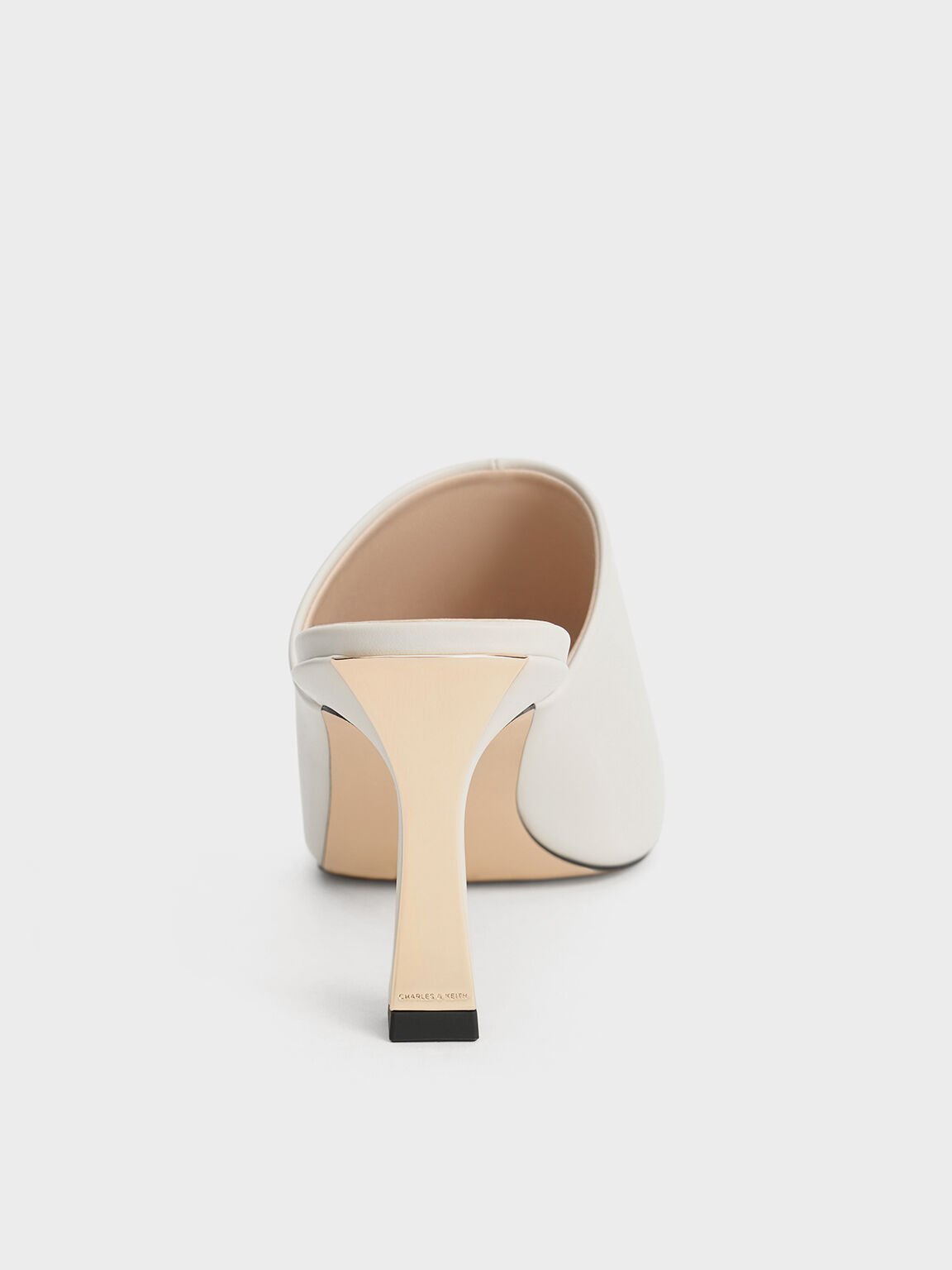 Sepatu Heeled Mules Round-Toe, Chalk, hi-res