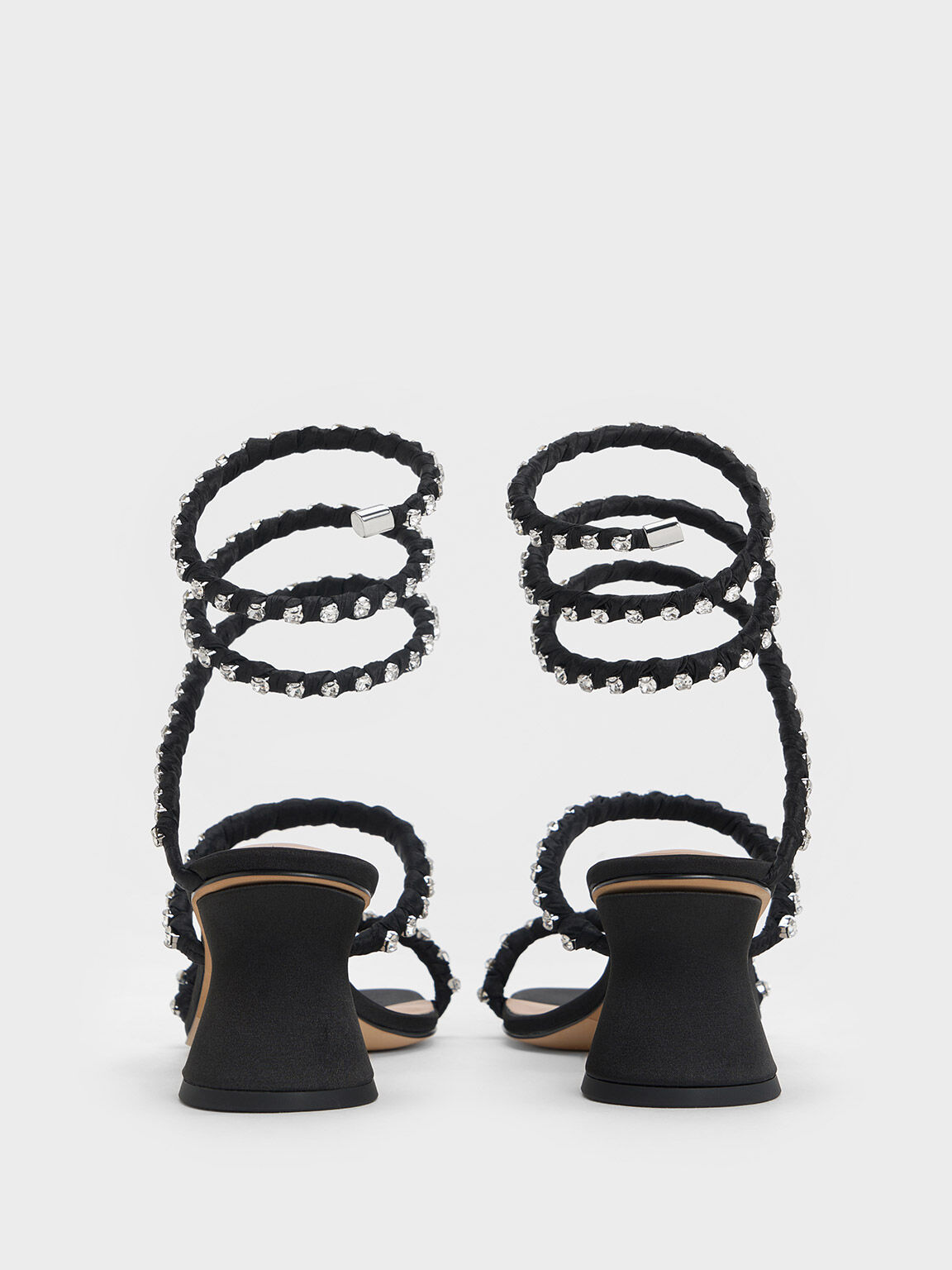 Sandal Spiral Gem-Encrusted Recycled Polyester Goldie, Black Textured, hi-res