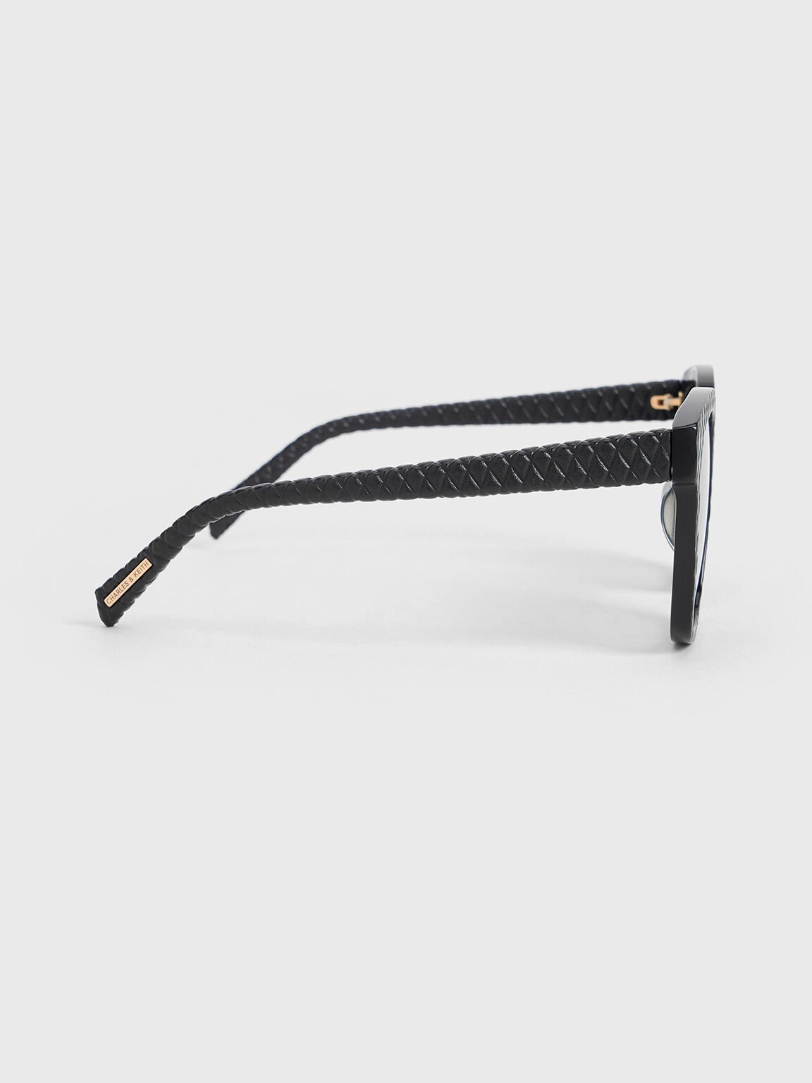 Kacamata Quilted Recycled Acetate & Leather, Black, hi-res