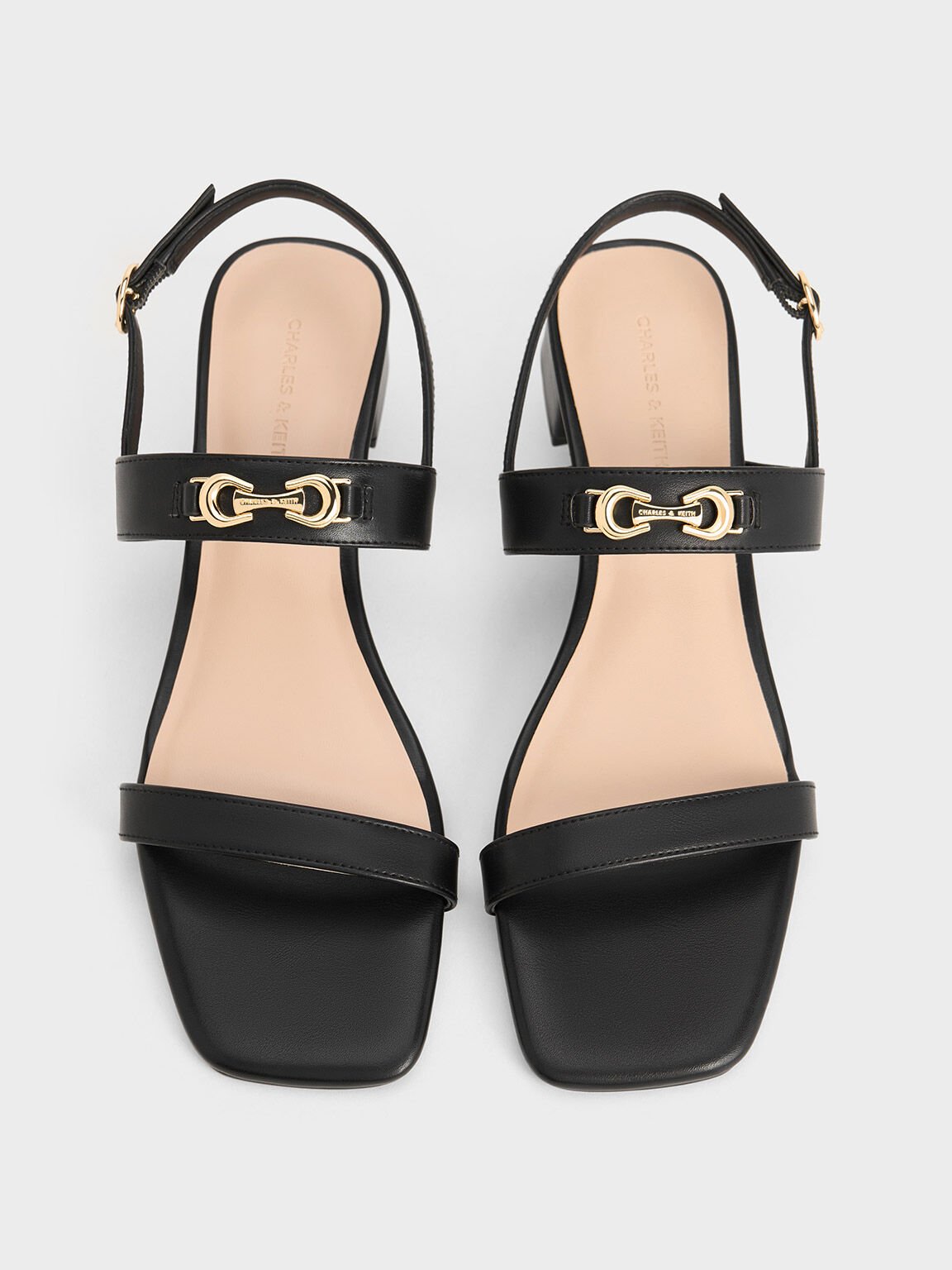 Sandal Slingback Metallic-Accent, Black, hi-res