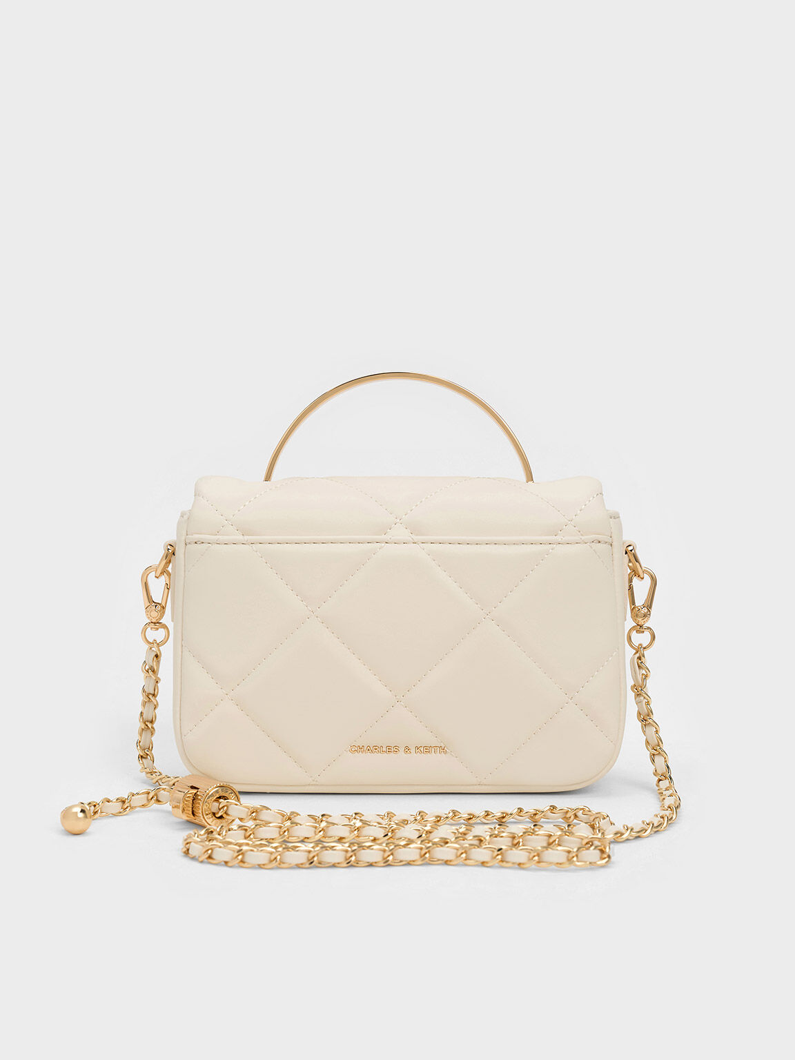Tas Top Handle Quilted Boxy, Cream, hi-res