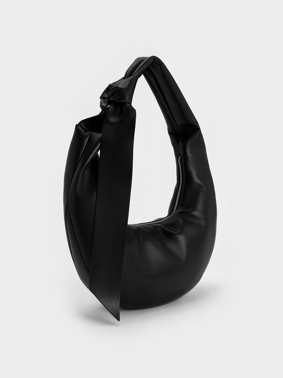 Toni Knotted Curved Hobo Bag, Noir, hi-res