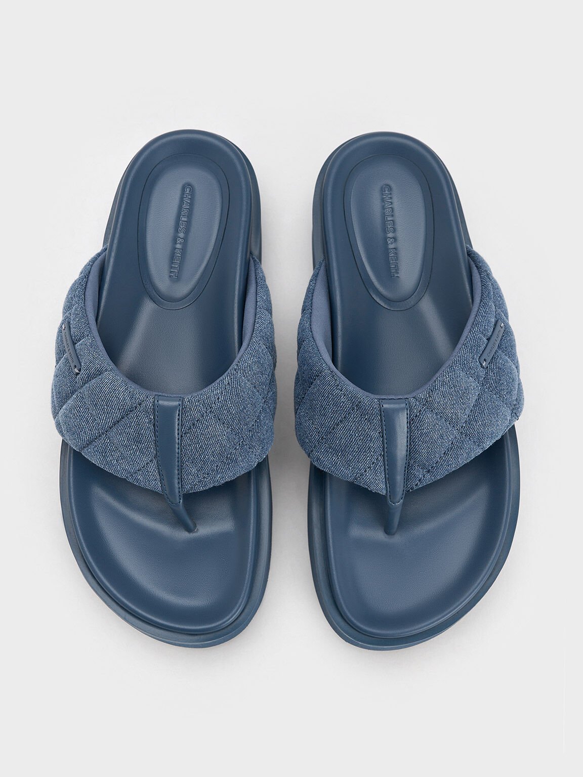 Sandal Thong Platform V-Strap Denim, Denim Blue, hi-res