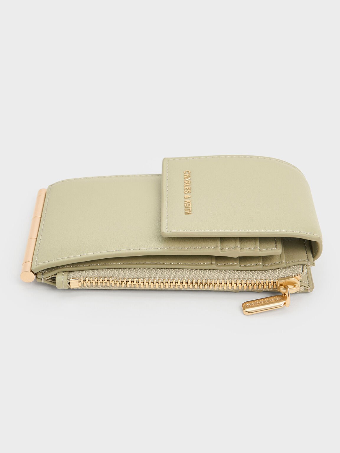 Calla Bi-Fold Side-Zip Card Holder, Sage Green, hi-res