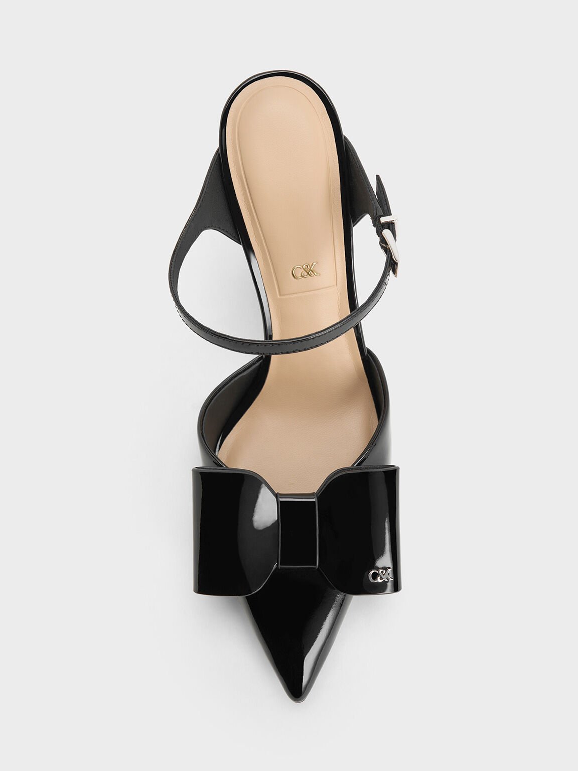 Lu Patent Leather Bow Blade-Heel Mules, Black Patent, hi-res