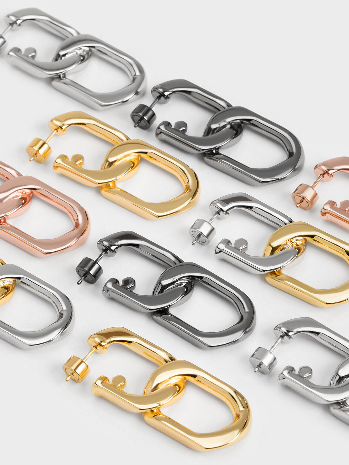 Anting Chain-Link Drop Gabine, Gold, hi-res