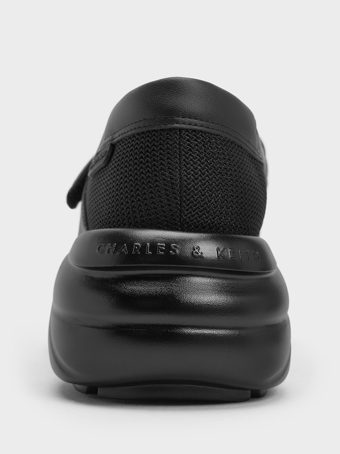 Sneakers Mary Jane Curved Platform Mesh, Black Textured, hi-res