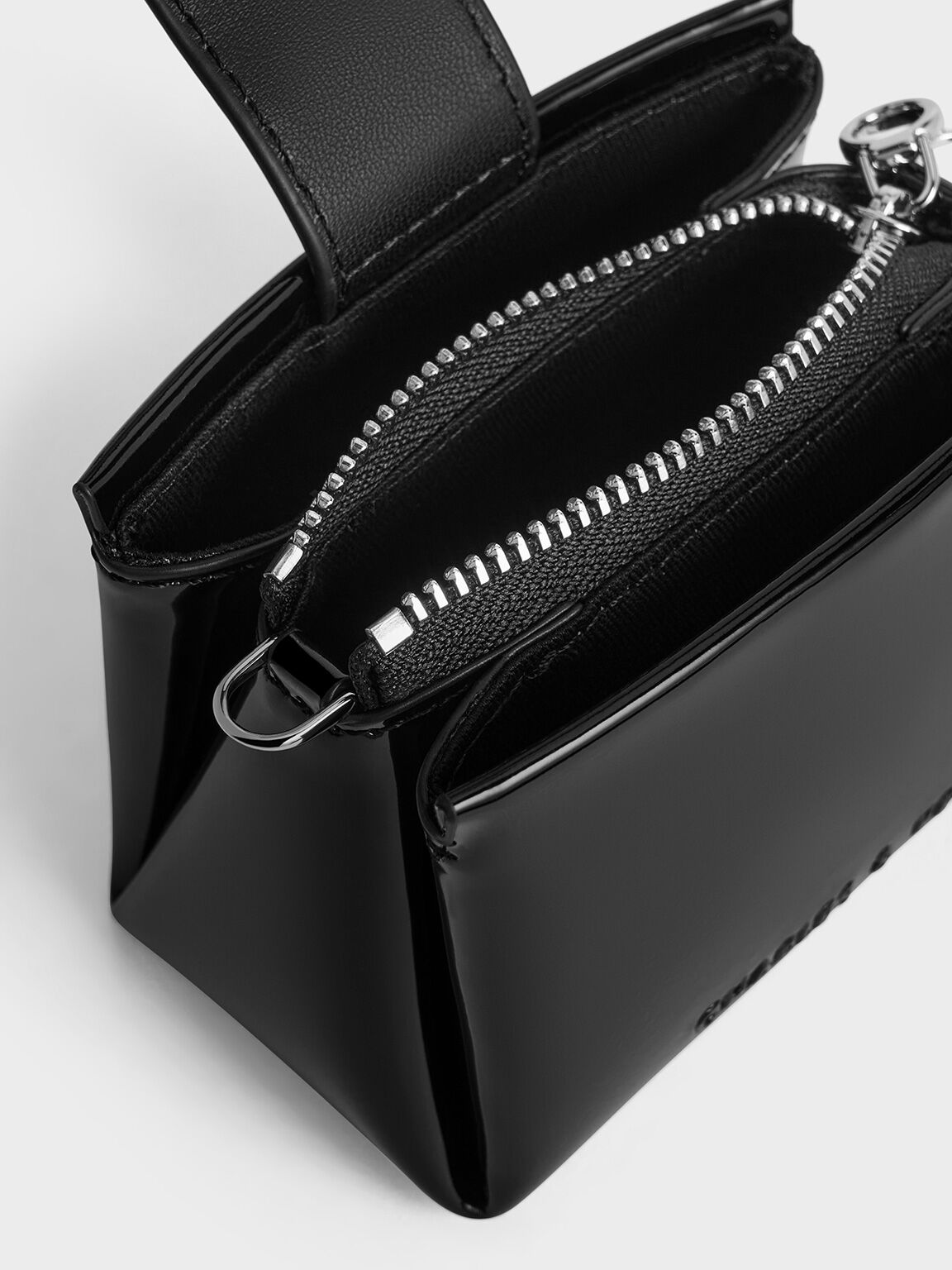 Pouch Top Handle Bosie Patent, Noir, hi-res