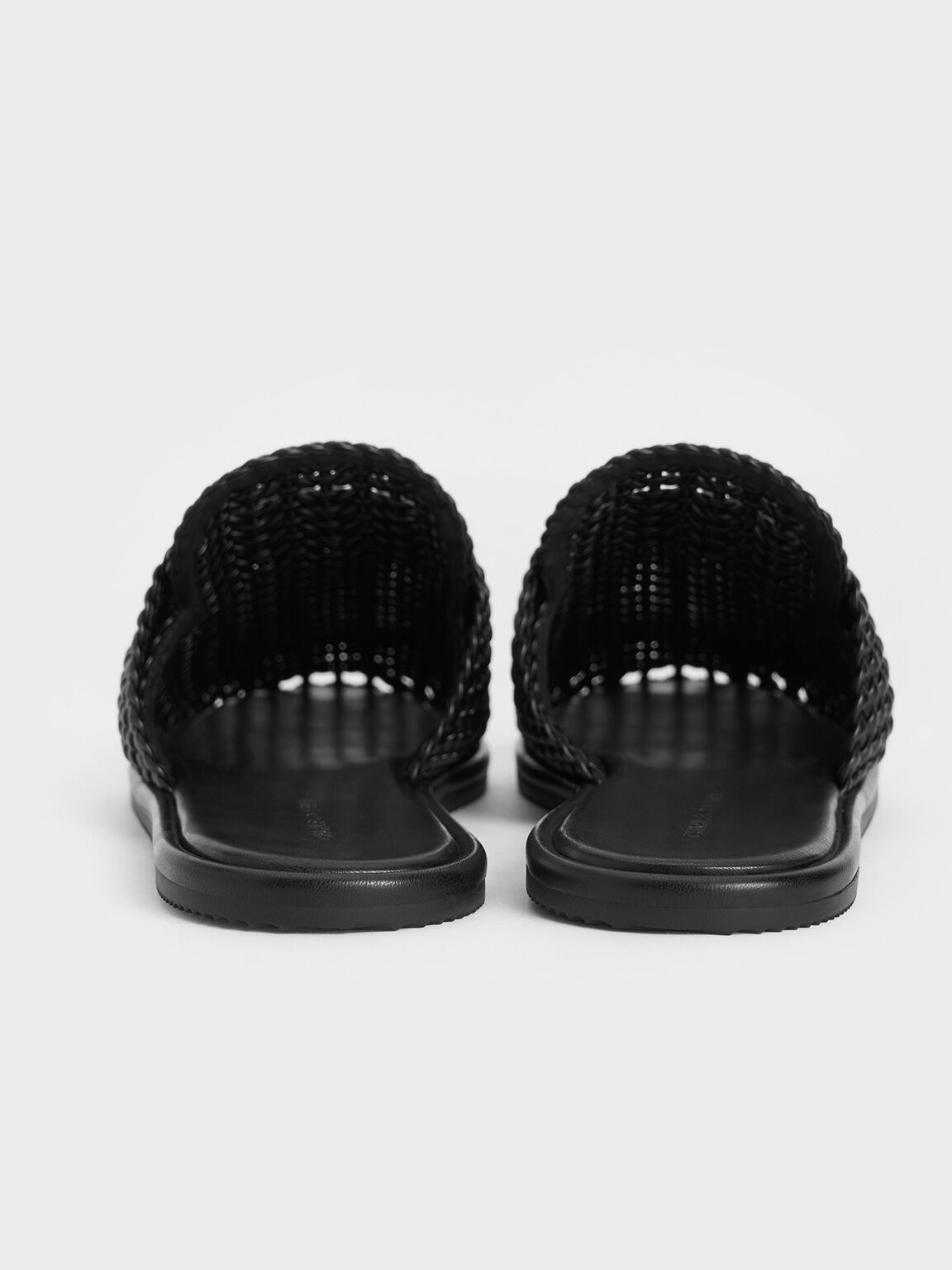 Sandal Flats Slip-On Woven, Black, hi-res