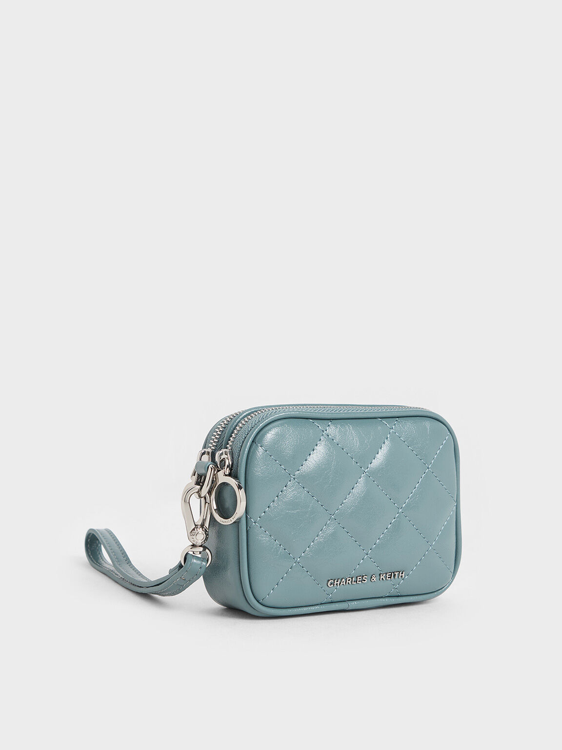 Apfra Quilted Wristlet Pouch, Slate Blue, hi-res