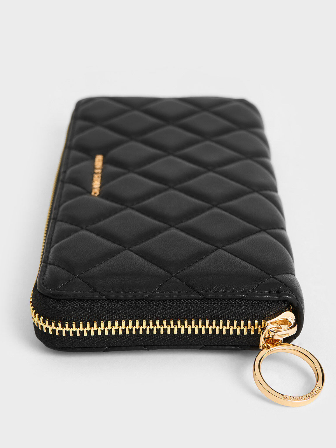 Cressida Quilted Long Wallet, Black, hi-res