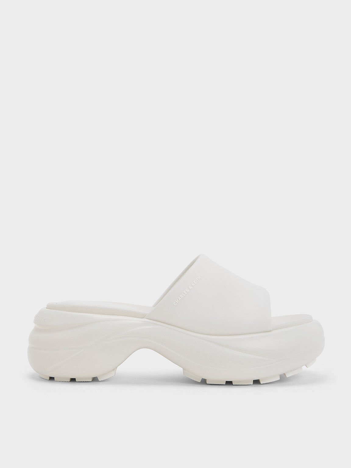 Wide-Strap Curved Platform Sports Sandals, White, hi-res