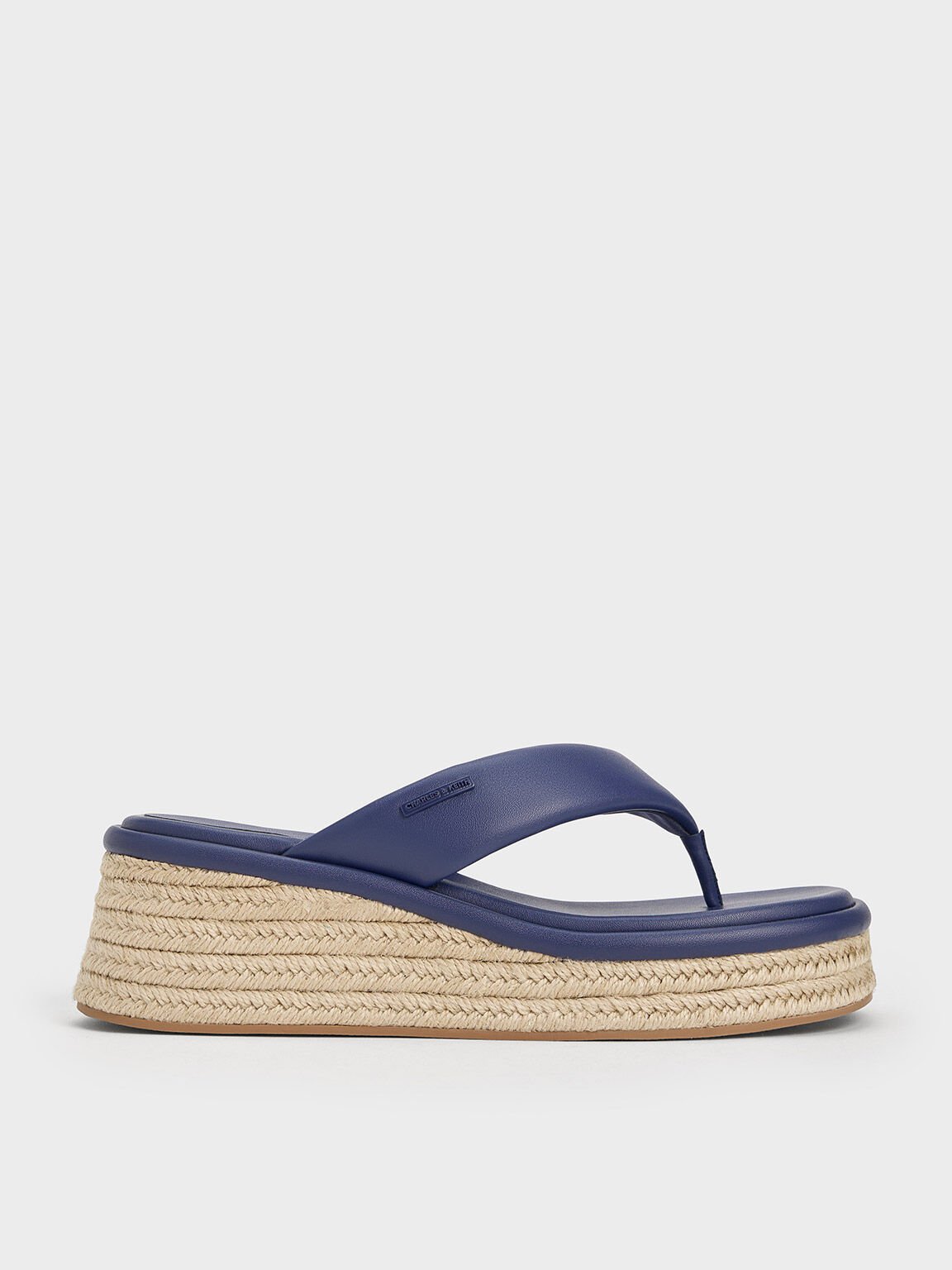 Espadrille Thong Sandals, Dark Blue, hi-res