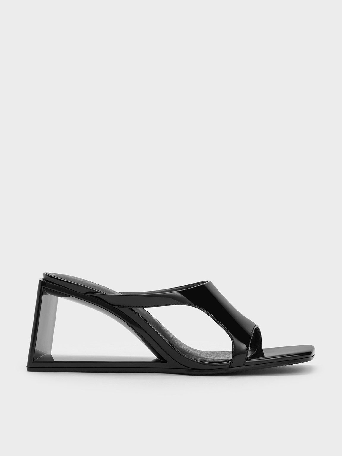 Xeli Triangle-Heel Mules, Black Box, hi-res