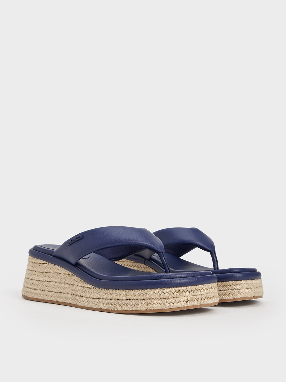 Espadrille Thong Sandals, Dark Blue, hi-res