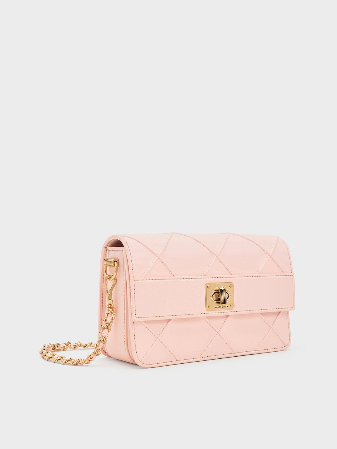 Eleni Quilted Crossbody Bag, Light Pink, hi-res