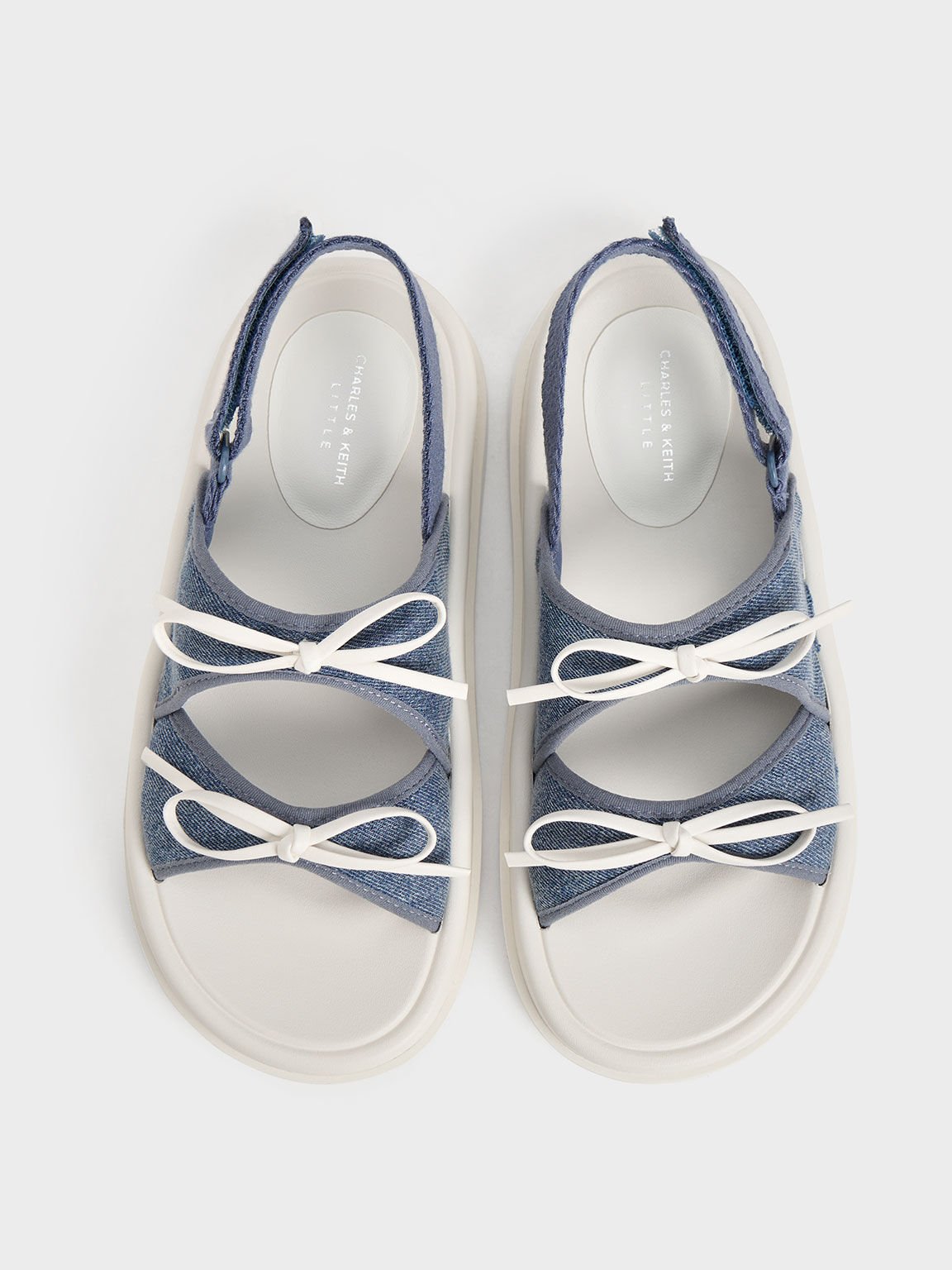 Sandal Double Bow Girls' Denim, Denim Blue, hi-res