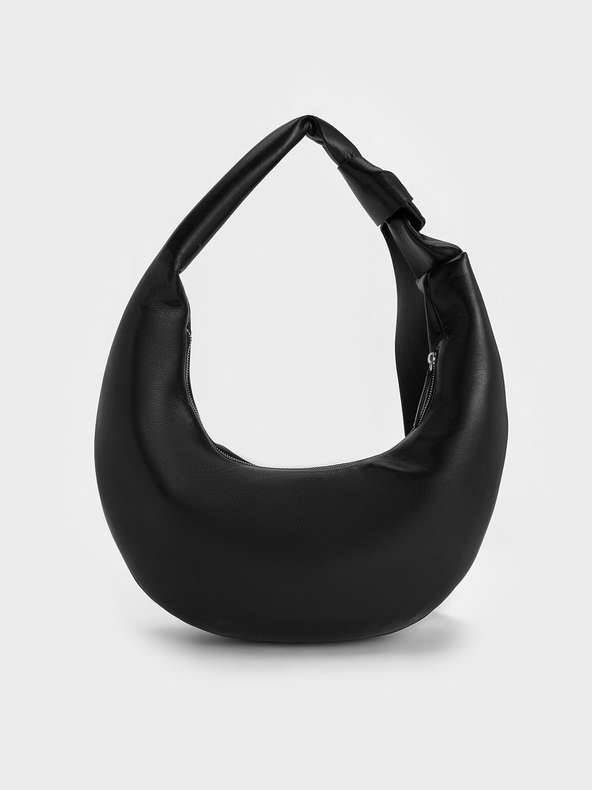 Toni Knotted Curved Hobo Bag, Noir, hi-res