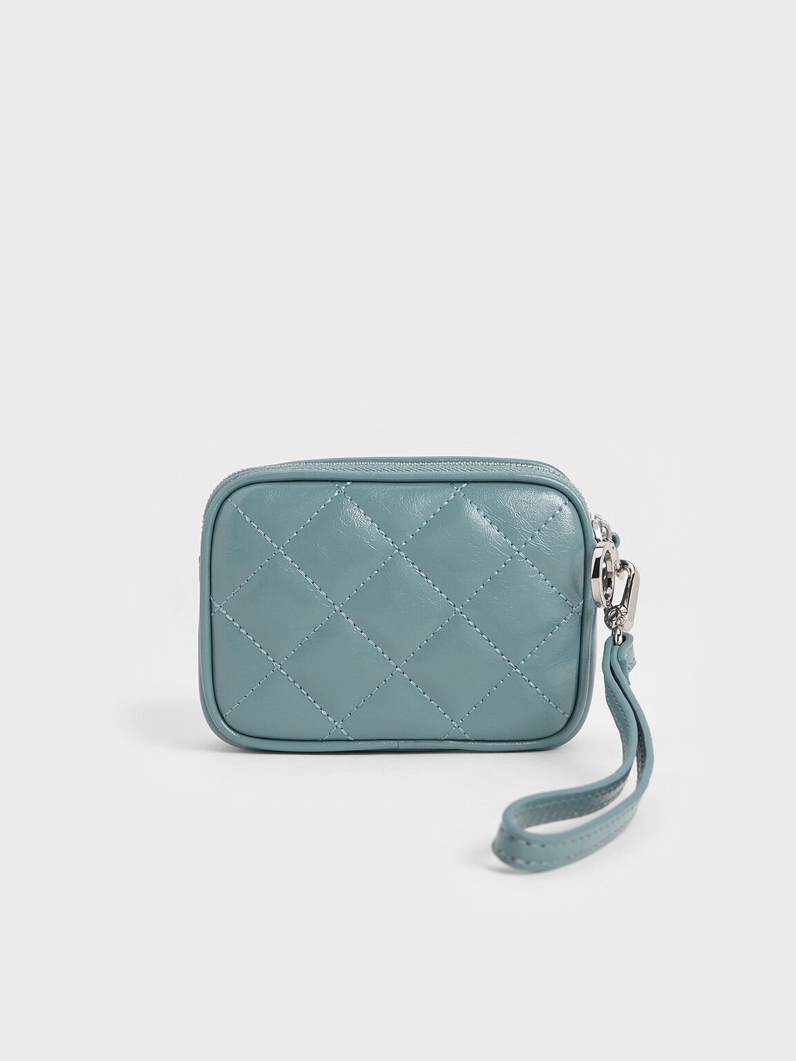 Apfra Quilted Wristlet Pouch, Slate Blue, hi-res