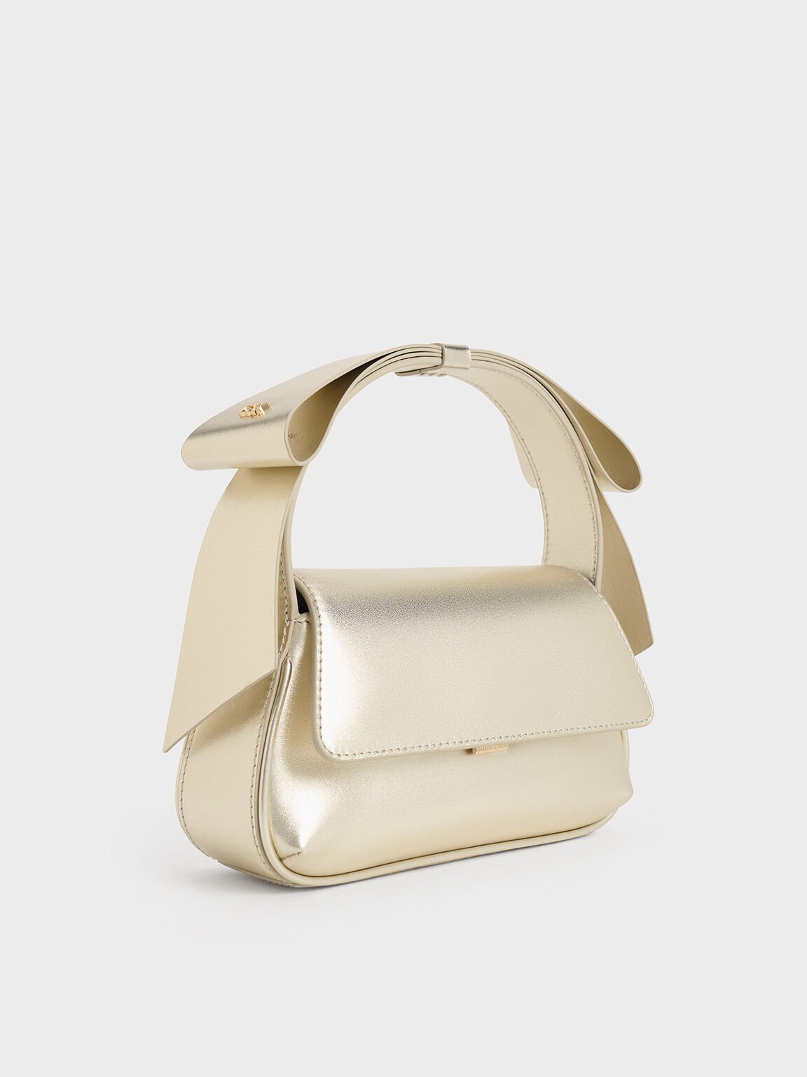 Tas Top-Handle Leather Metallic, Champagne, hi-res