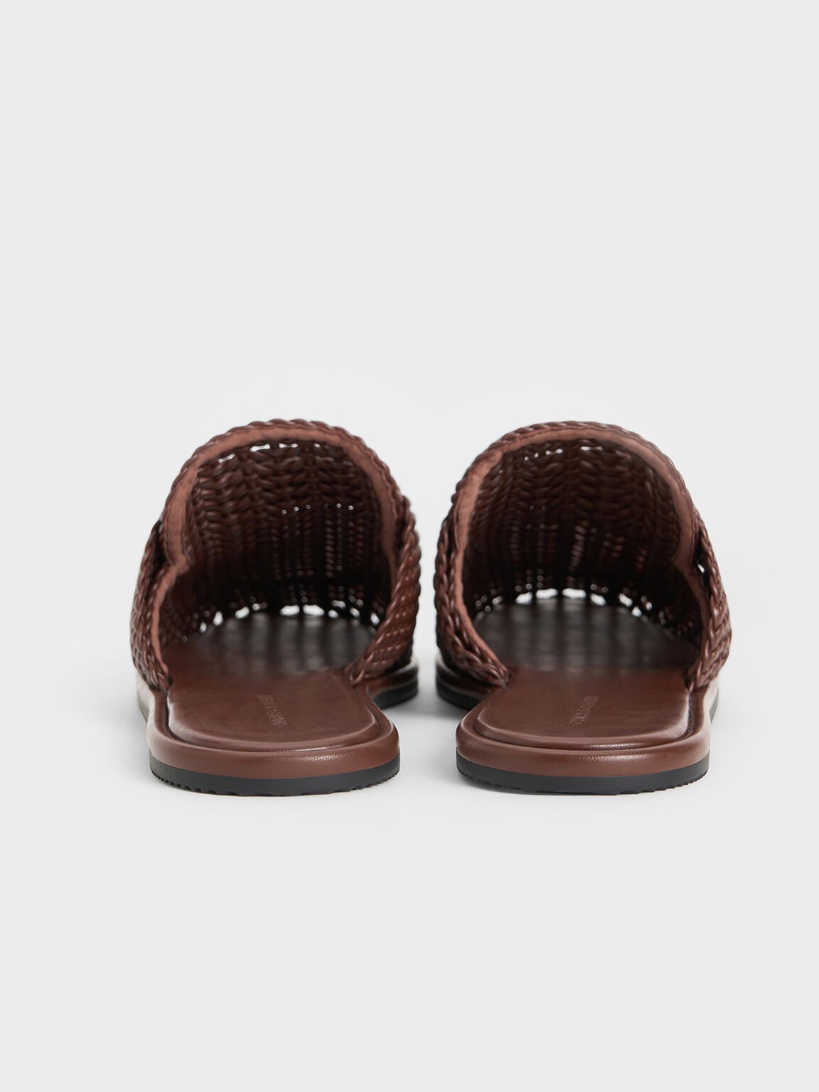 Sandal Flats Slip-On Woven, Brown, hi-res