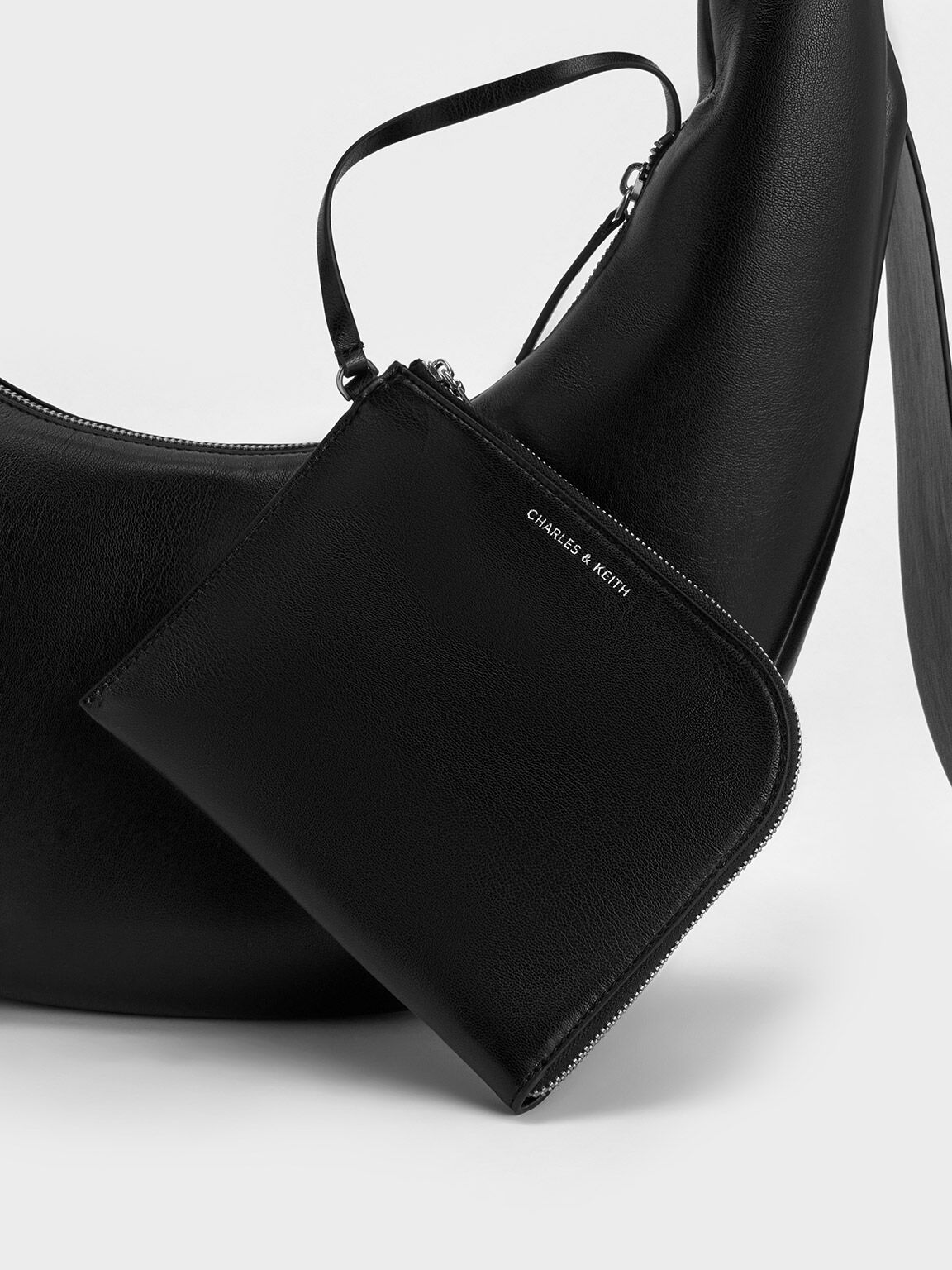 Toni Knotted Curved Hobo Bag, Noir, hi-res