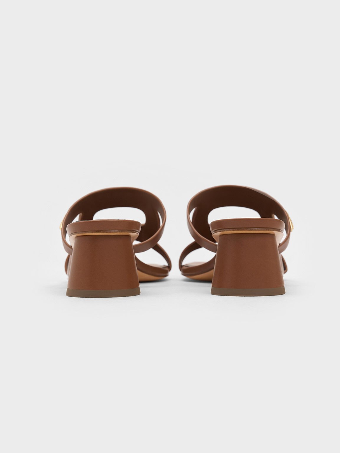 Sepatu Mules Cylinder-Heel Cut-Out, Caramel, hi-res