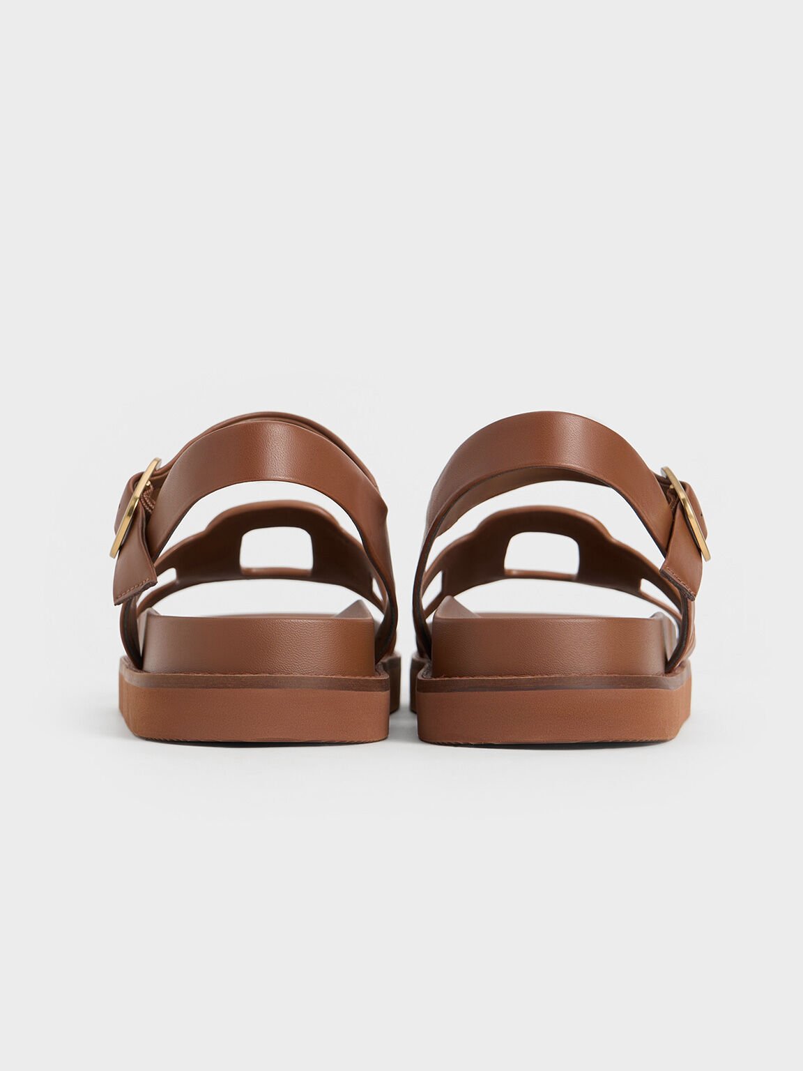 Sandal Buckled Cut-Out Easley, Caramel, hi-res