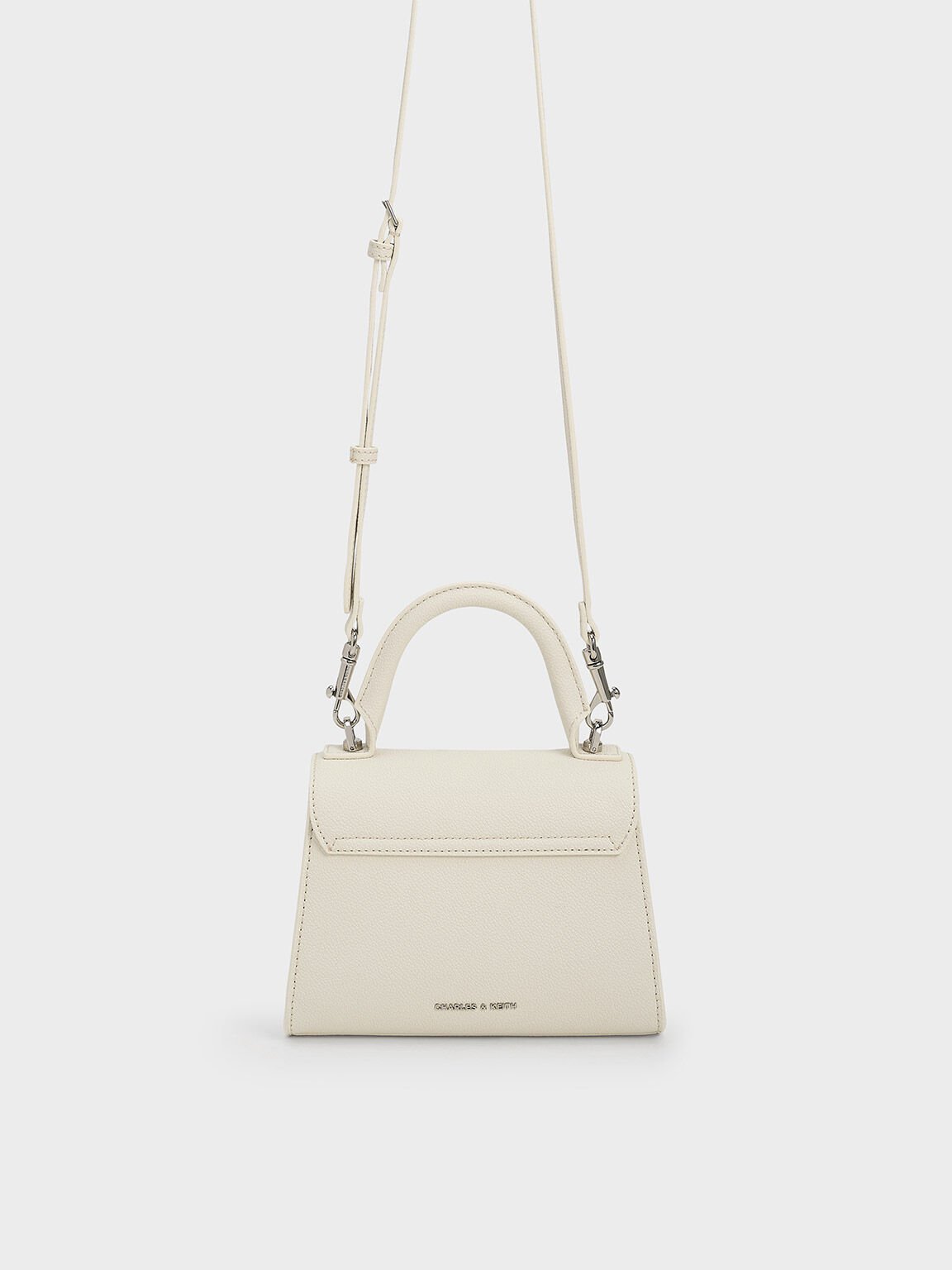 Huxley Metallic Push-Lock Top Handle Bag, Cream, hi-res