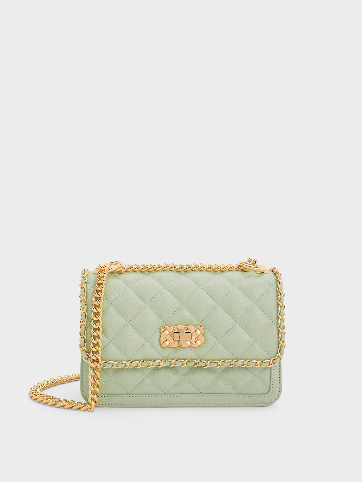herder tieners correct Green Tas Chain Quilted Braided Micaela - CHARLES & KEITH ID
