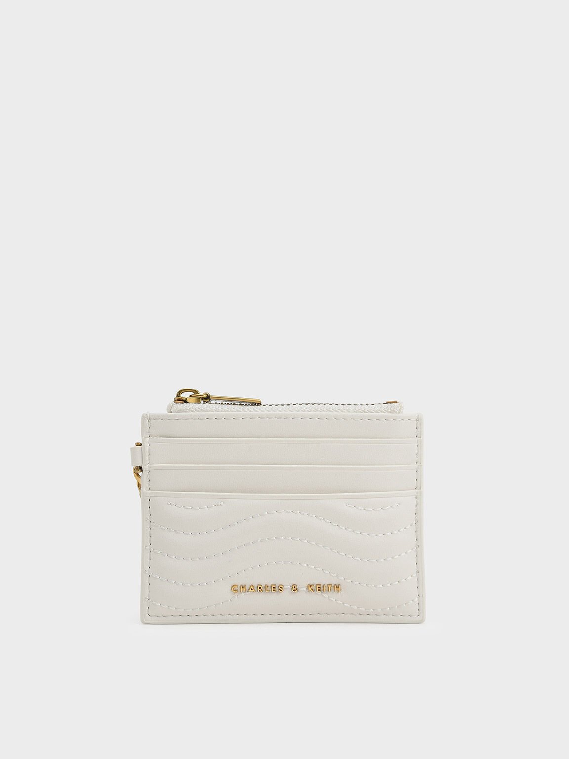 Card Holder Zip Stitch-Trim Aubrielle, Cream, hi-res