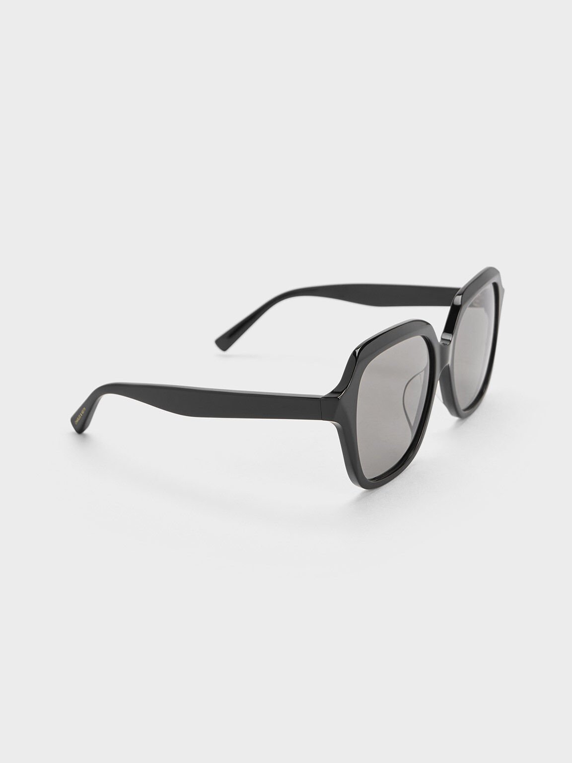 Recycled Acetate Wide-Square Sunglasses, Black, hi-res