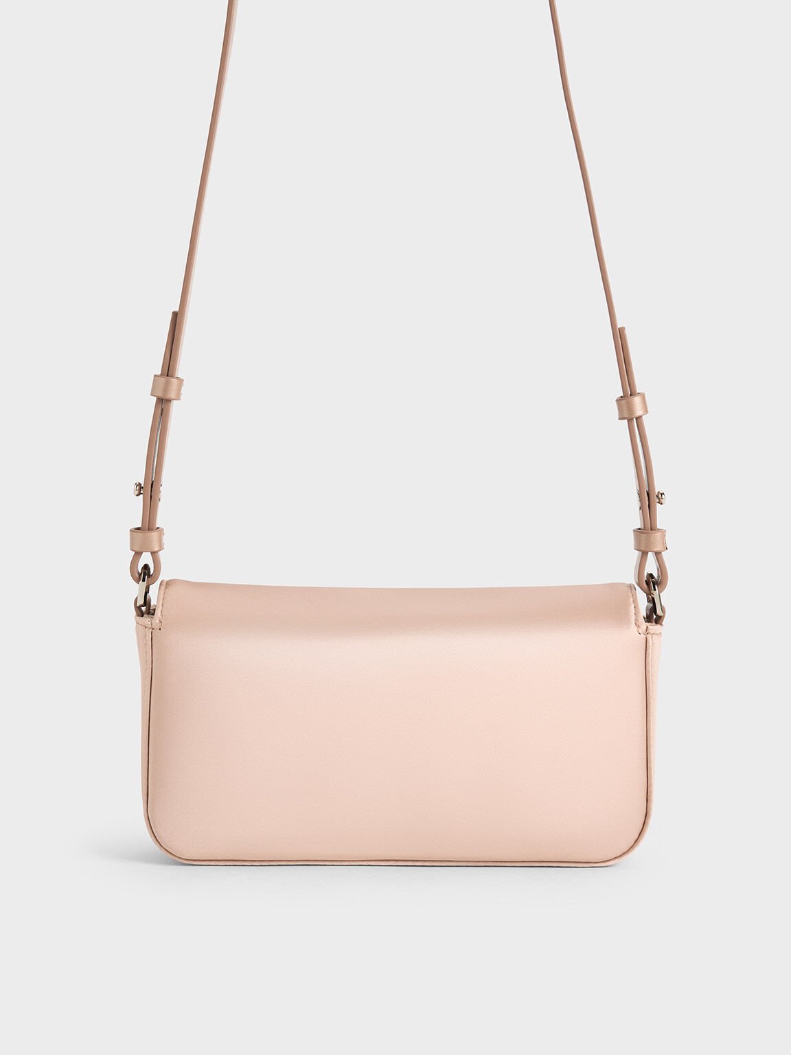 Tas Gem-Strap Front Flap Goldie Satin, Light Pink, hi-res