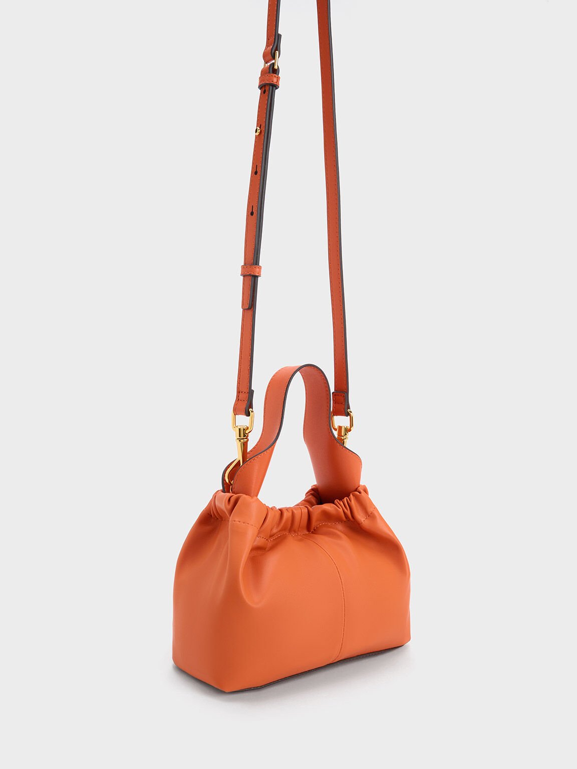 Ally Ruched Slouchy Bag, Orange, hi-res