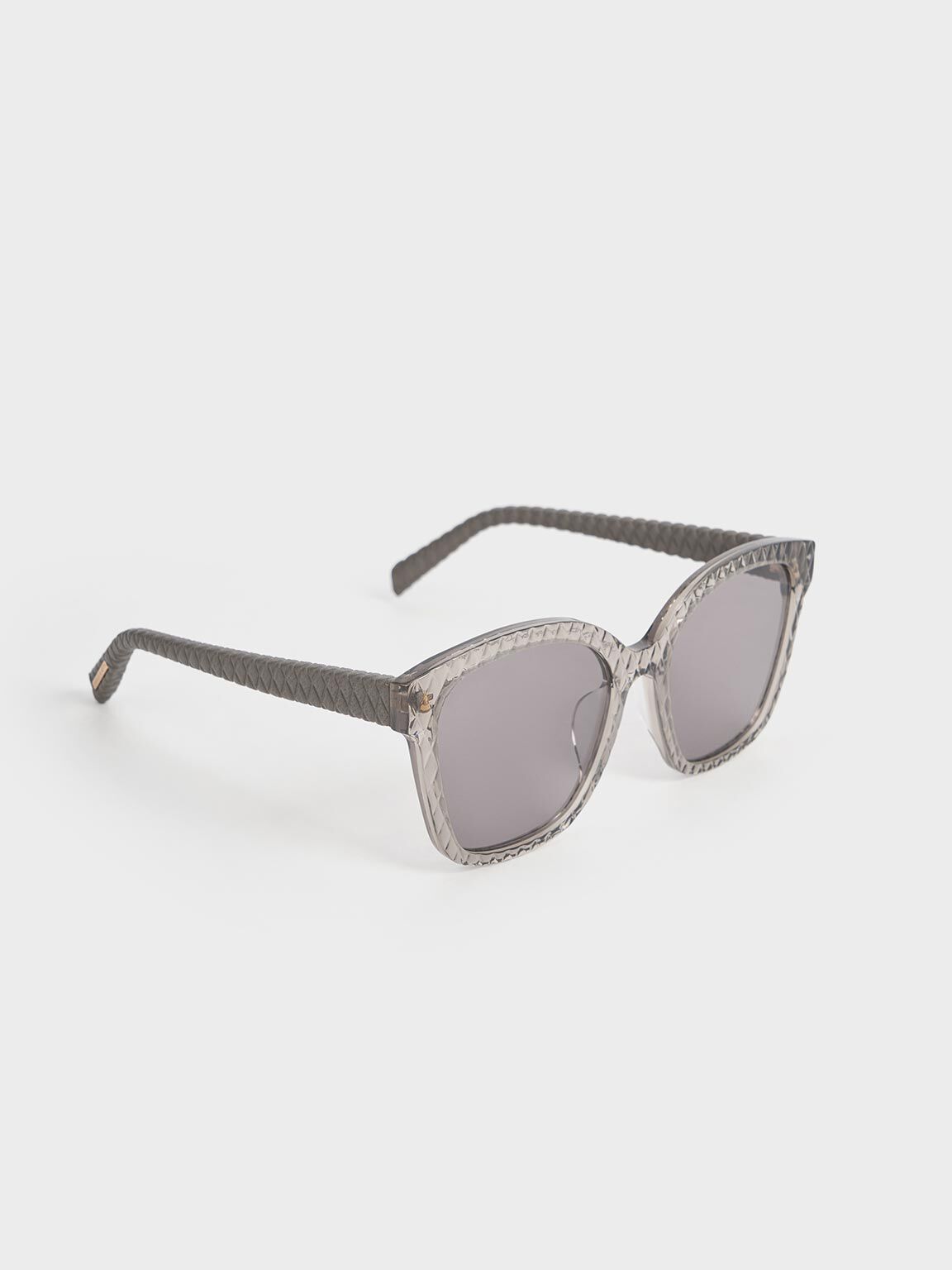 Kacamata Quilted Recycled Acetate & Leather, Grey, hi-res