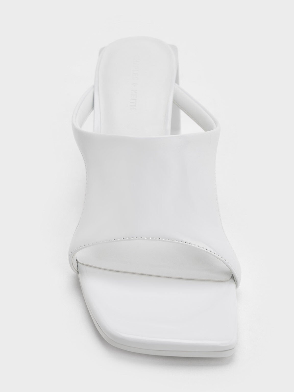 Xeli Triangle-Heel Mules, White, hi-res