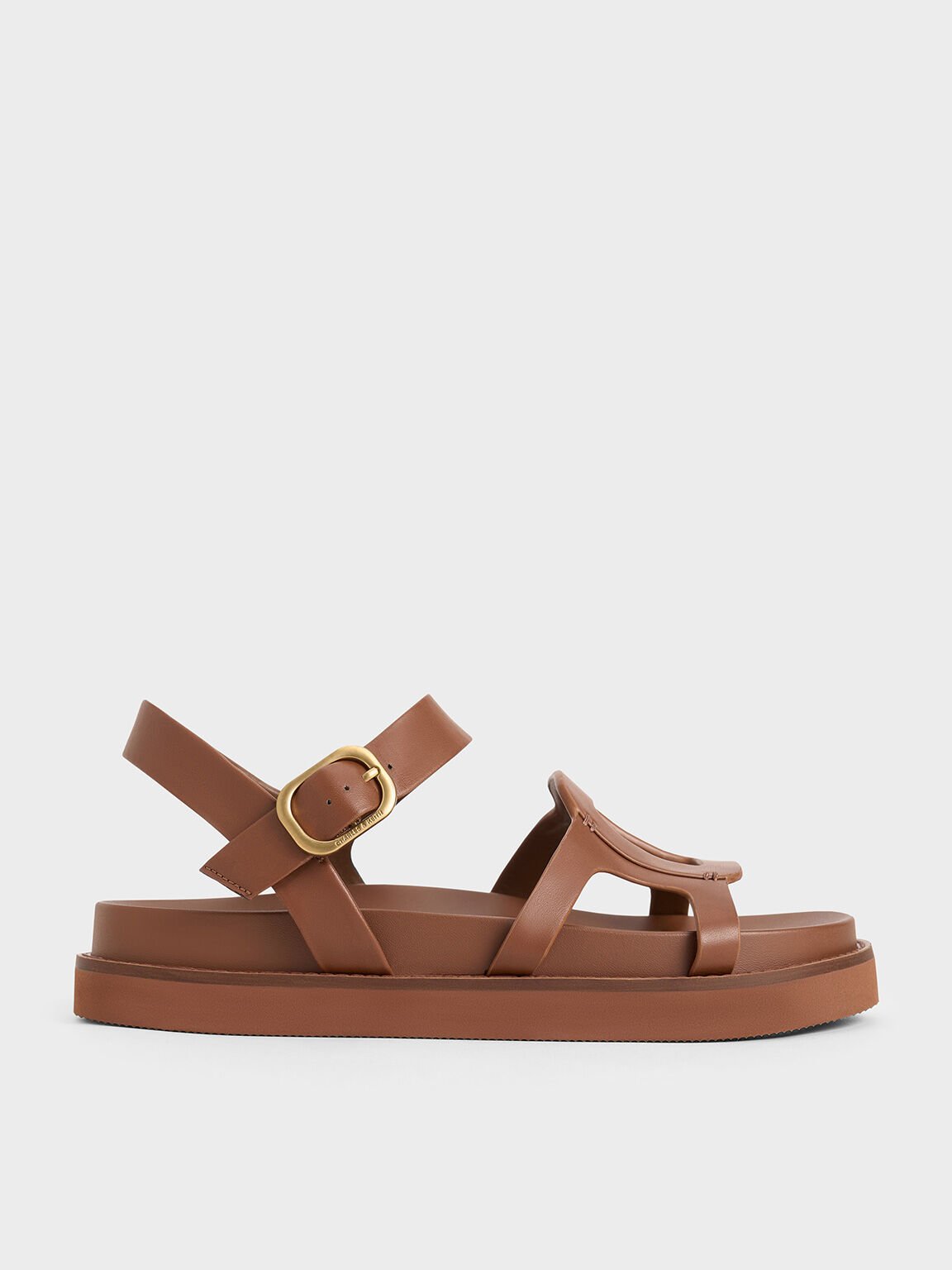 Sandal Buckled Cut-Out Easley, Caramel, hi-res