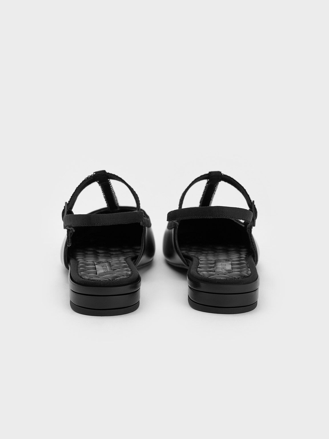 Sepatu Slingback Flats T-Bar Mary Jane, Black, hi-res