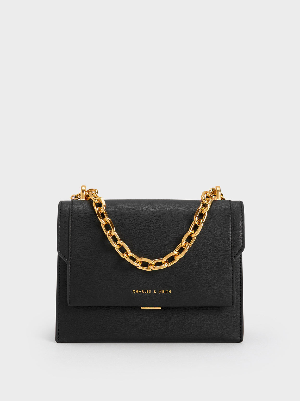 Black Front Flap Chain Handle Bag CHARLES  KEITH ID