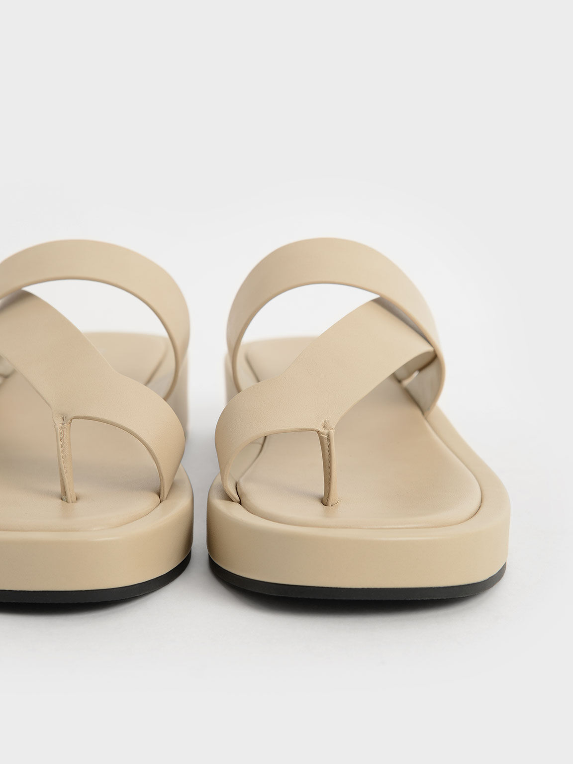 Beige Toe-Loop Platform Sandals - CHARLES & KEITH ID
