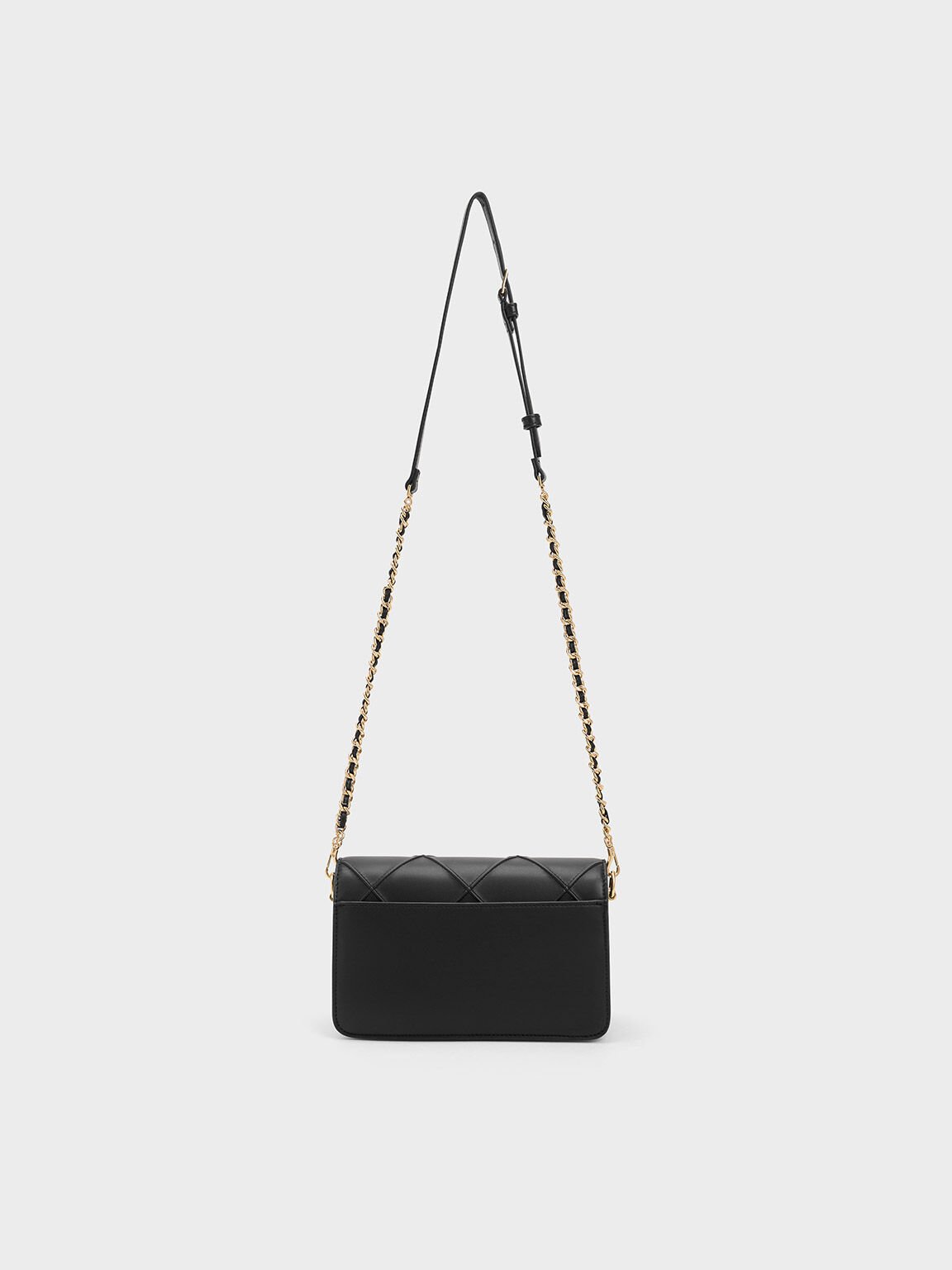 Eleni Quilted Crossbody Bag, Black, hi-res