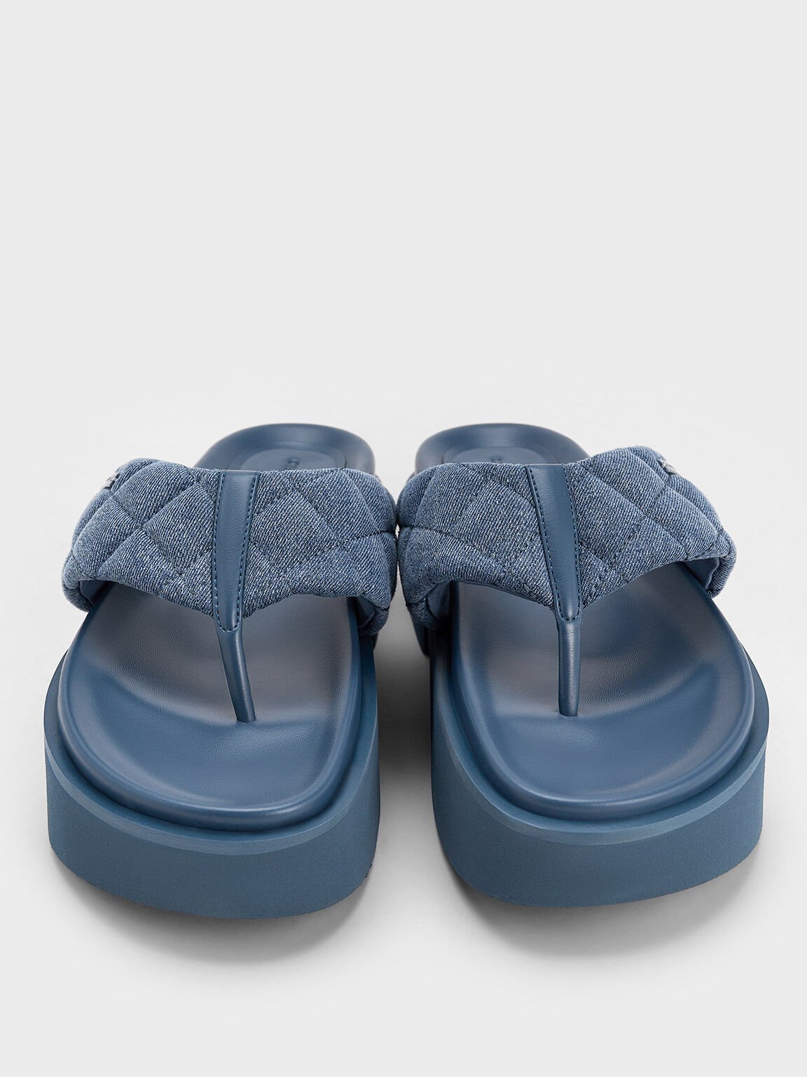 Denim V-Strap Platform Thong Sandals, Denim Blue, hi-res