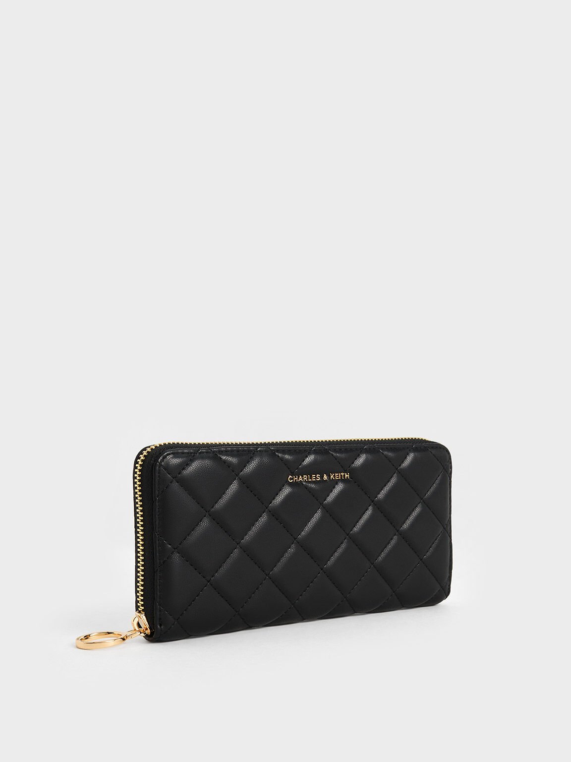 Cressida Quilted Long Wallet, Black, hi-res