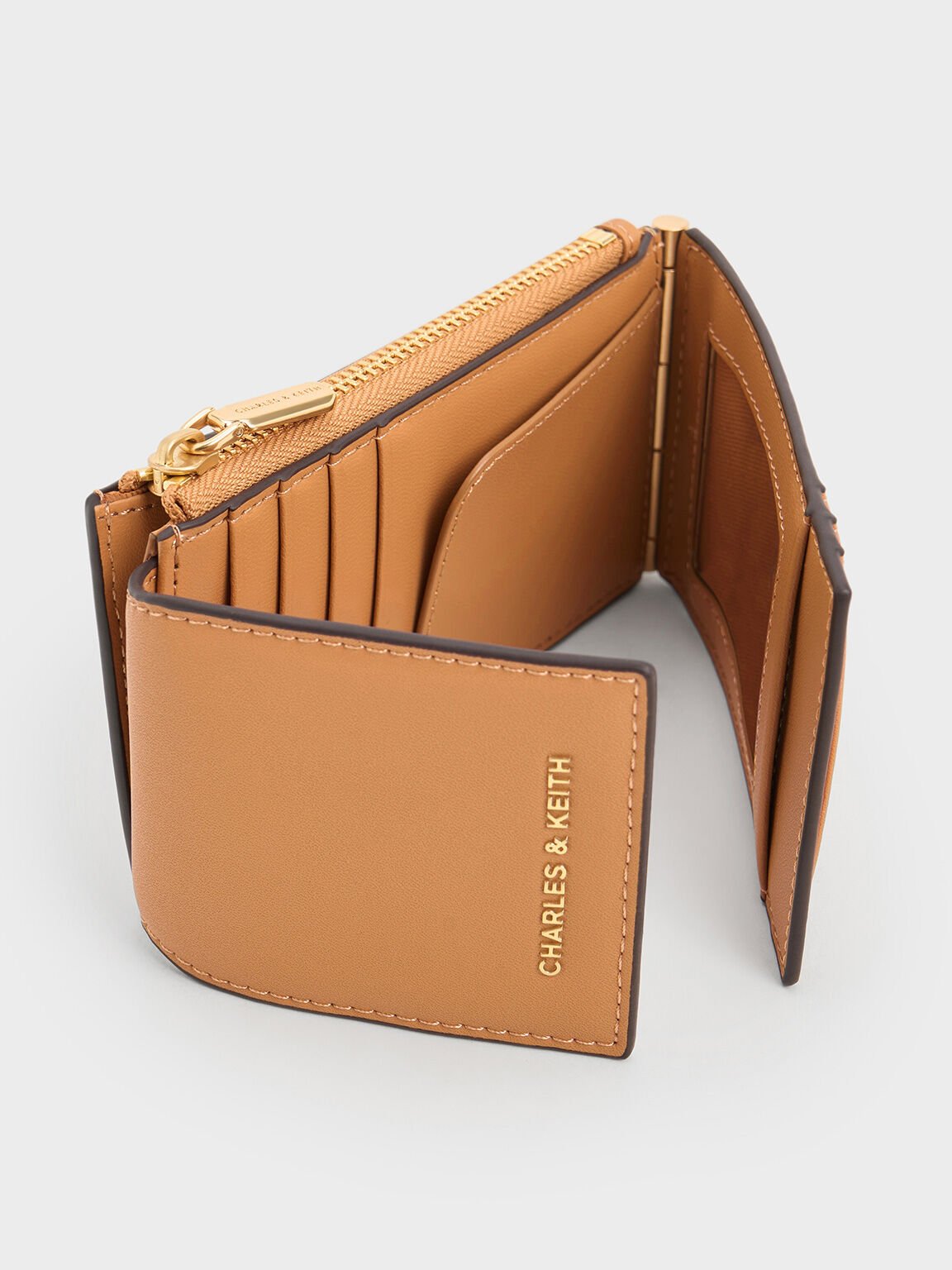 Card Holder Bi-Fold Side-Zip Calla, Toffee, hi-res