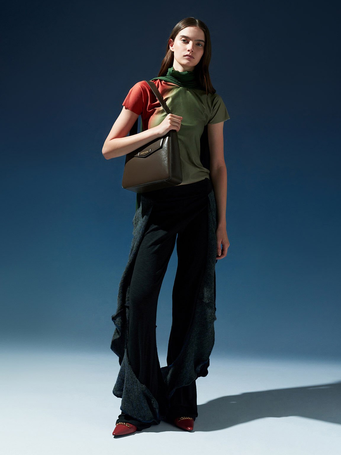 Adelie Envelope Hobo Bag, Dark Moss, hi-res